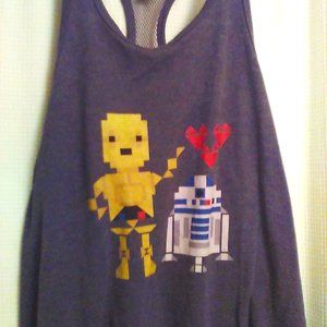 XL Star Wars C3PO R2D2 8-Bit Mesh Tank Top